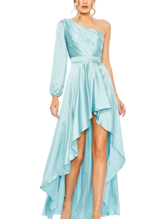Mac Duggal Dresses & Skirts - Mac Duggal One-Shoulder High-Low Satin Dress in French Blue